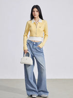 Rhinestone Heart Wide Leg Jeans