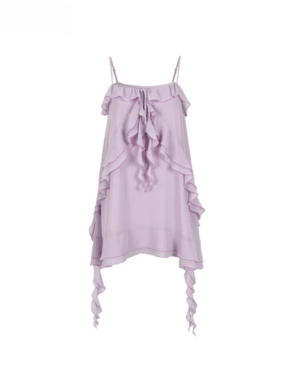 Ruffle Chiffon Cami Dress