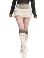 Lace Trim Tiered Mini Skirt