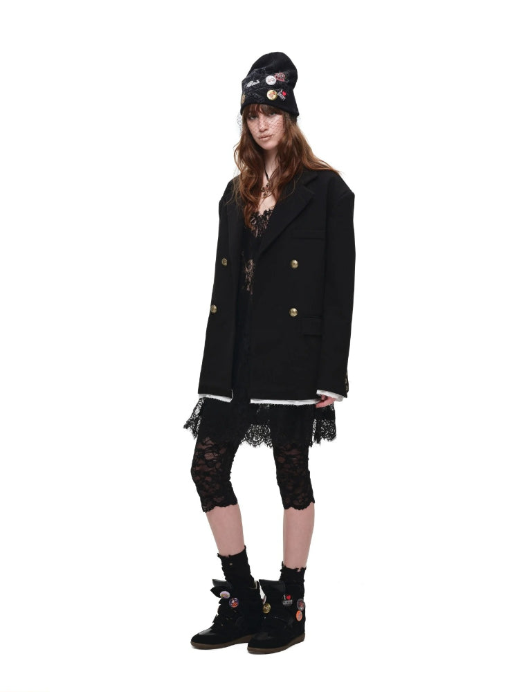 Black Contrast Layered Blazer