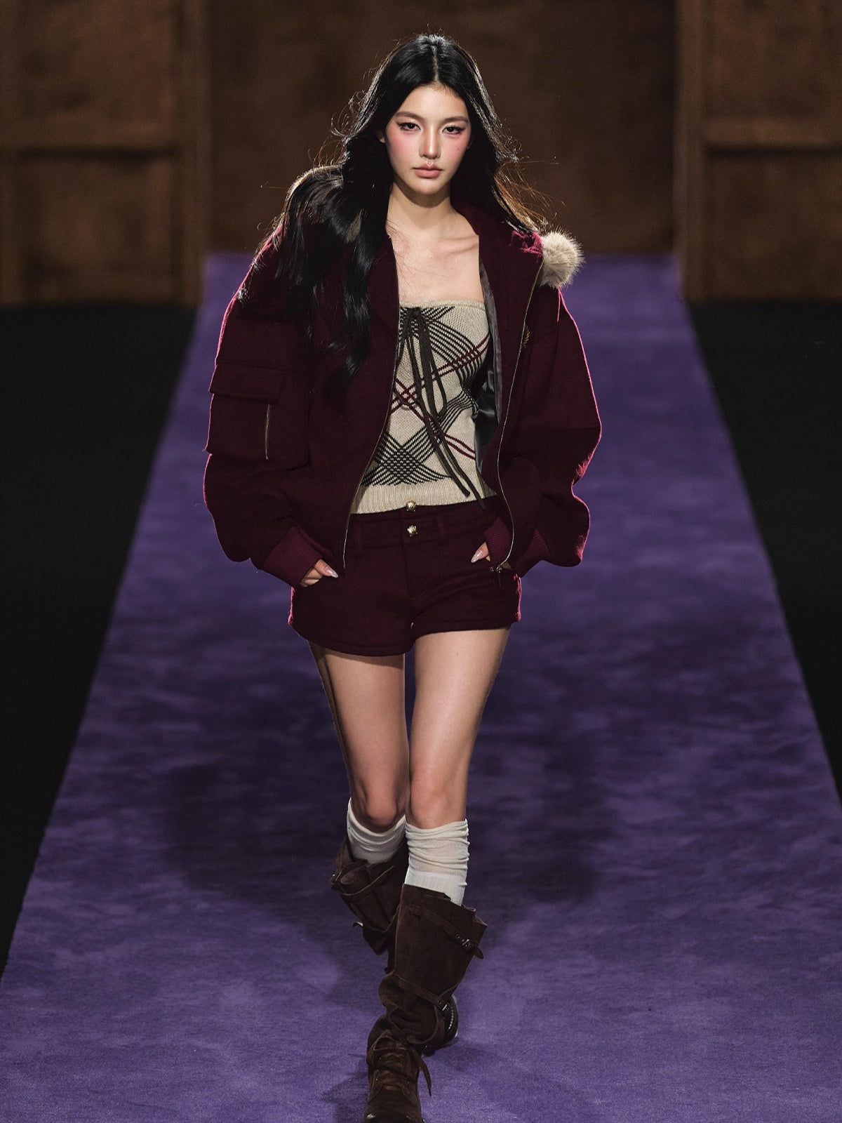 Wool-Blend Hooded Shorts Set