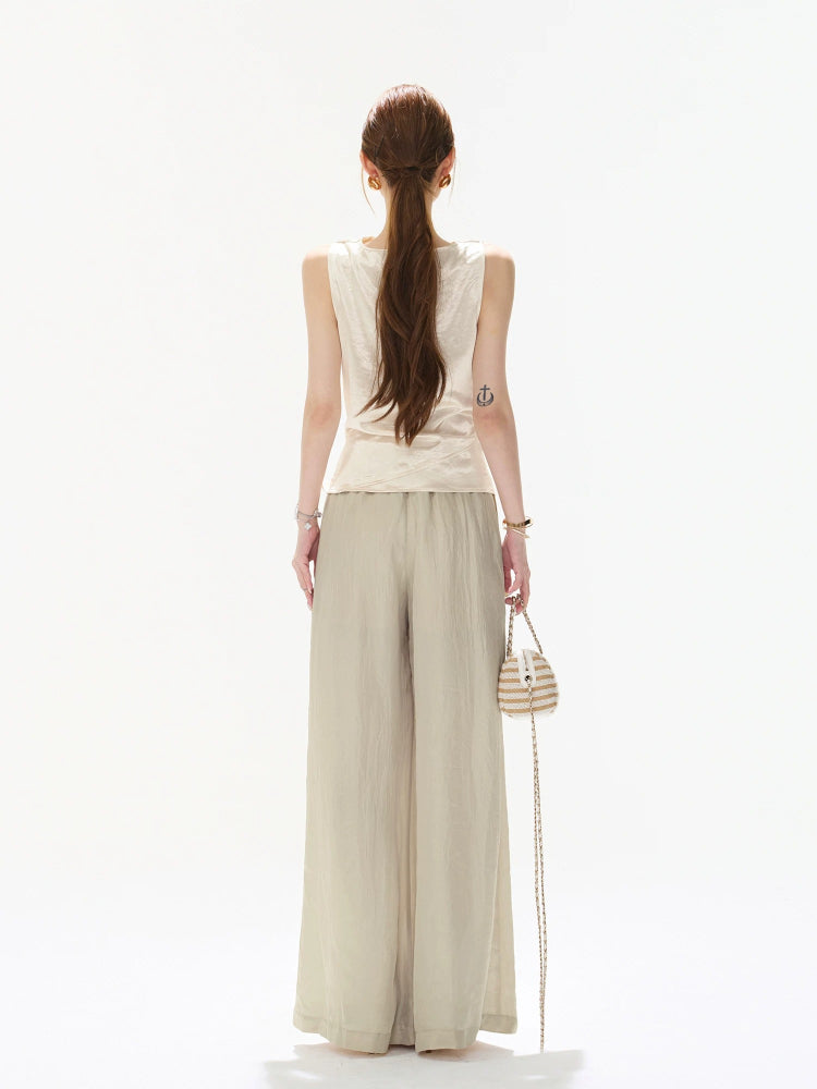 Satin Draped Tank Top