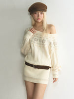 Fair Isle Asymmetric Knit Mini Dress