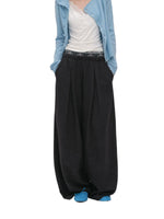 Pleated Wide Leg Wool Pants