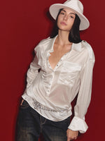 Satin-Sheen Knit Utility Shirt