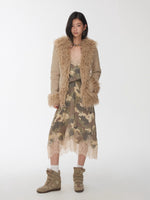 Shearling Embroidered Suede Jacket