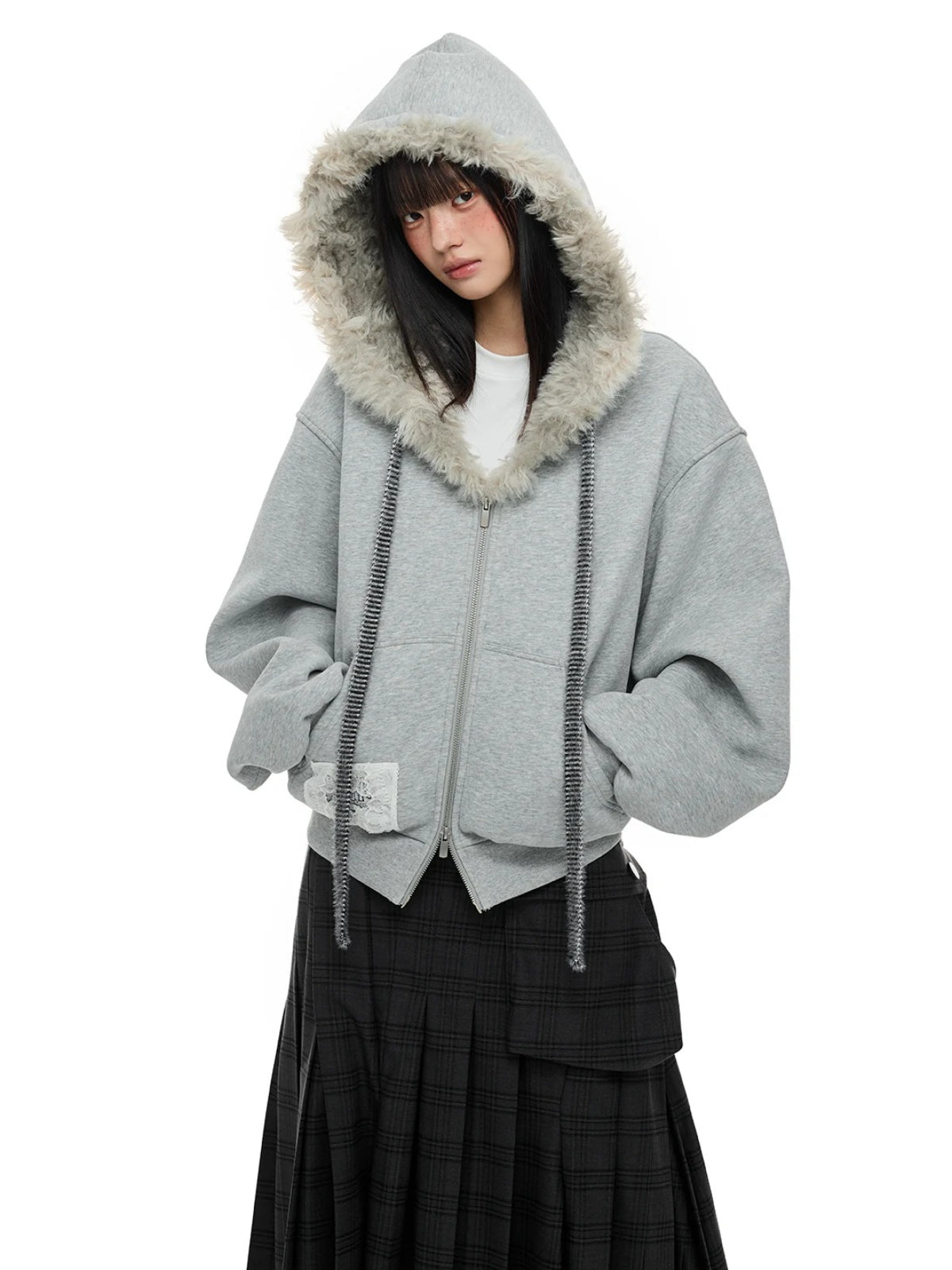 Fur Collar Hooded Sweatshirt