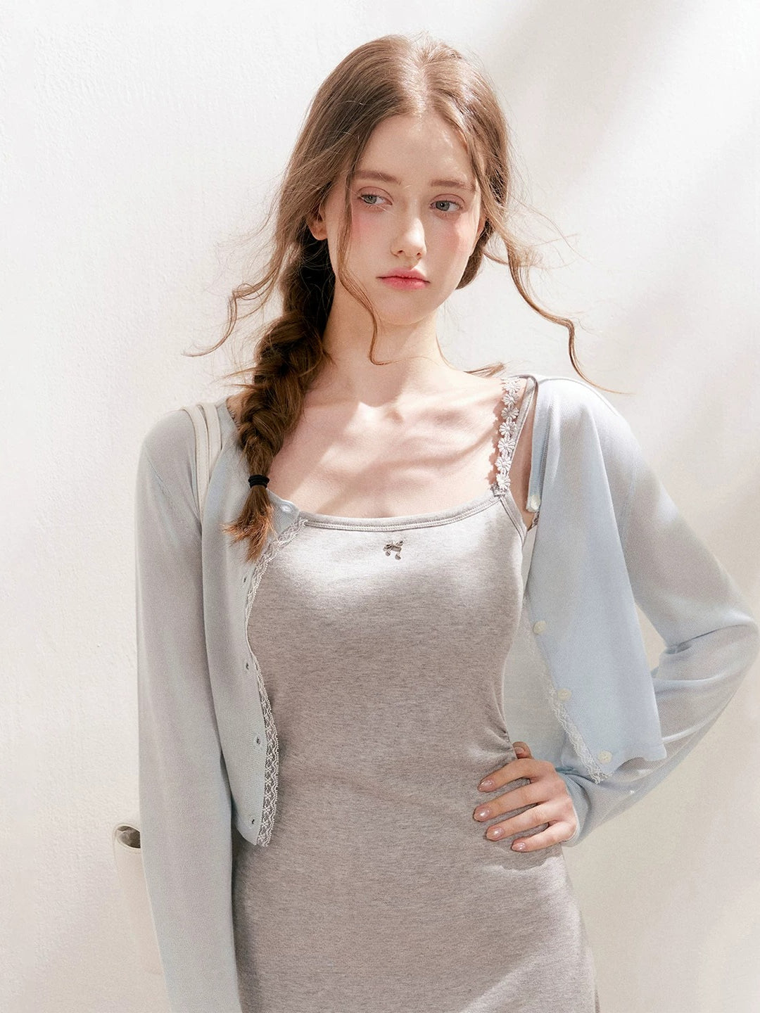 Gray Daisy Strap Knit Dress