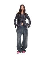 Brushed Plaid Ruffle Pocket Shirt