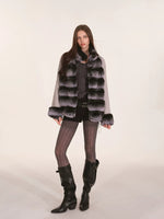 Gradient Faux Fur Wool Coat