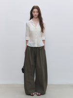 Lyocell Cotton Wide-Leg Casual Pants