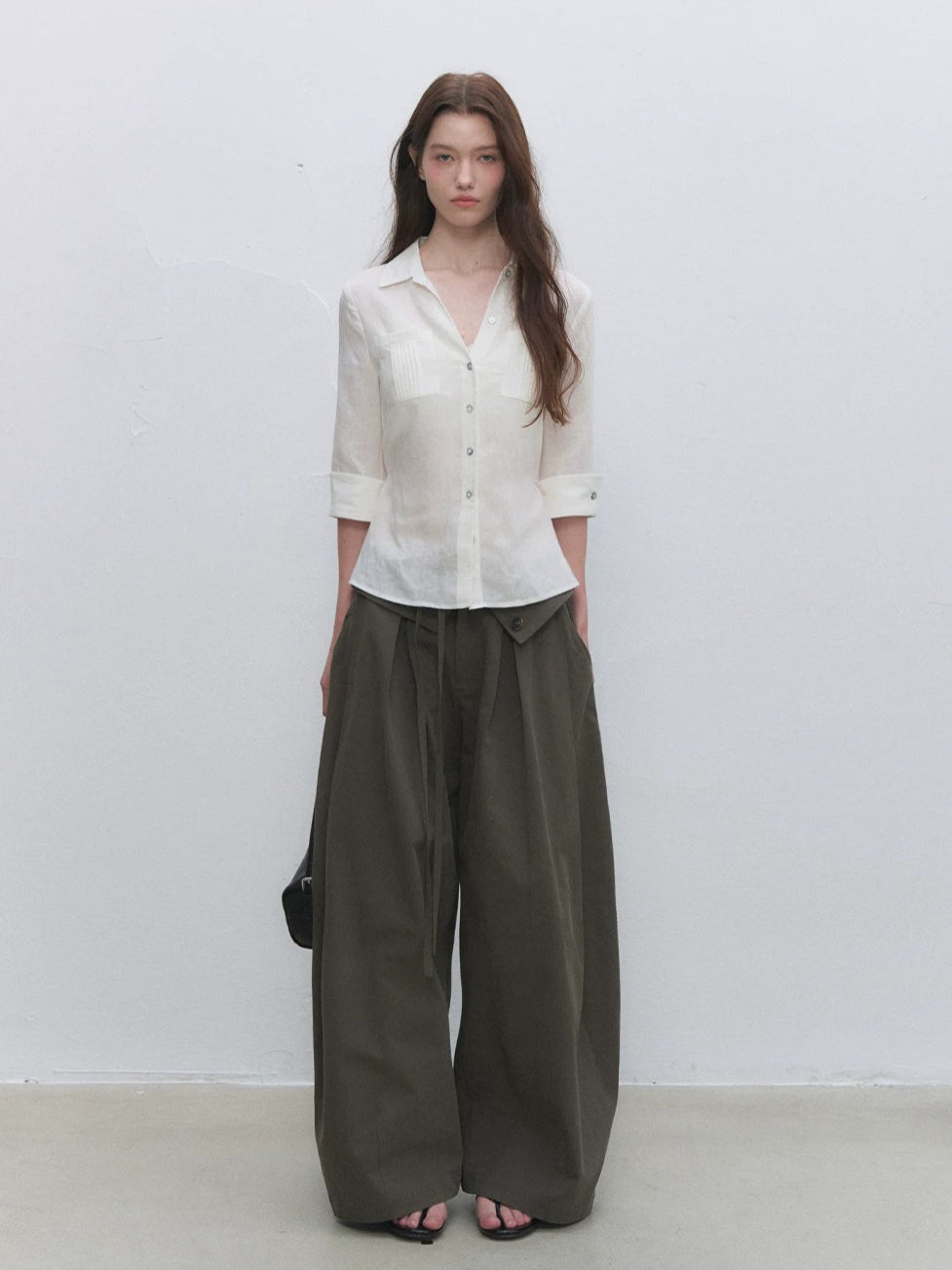 Lyocell Cotton Wide-Leg Casual Pants