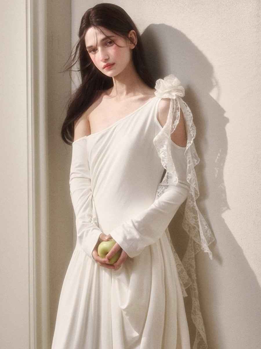 Hot Milk Off-Shoulder Knit Maxi Dress