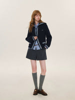 Contrast Sailor Collar Cable Cardigan