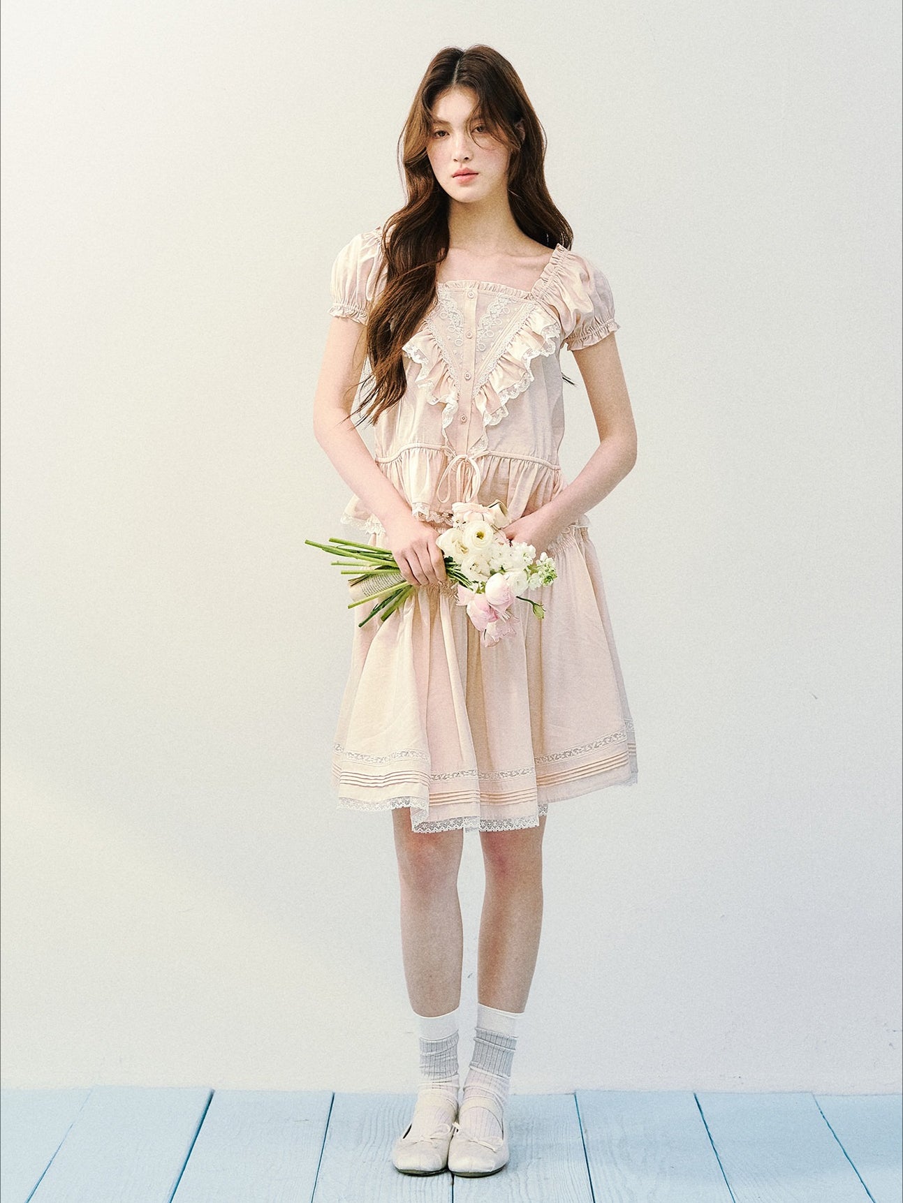 Ruffle Blouse Skirt Set