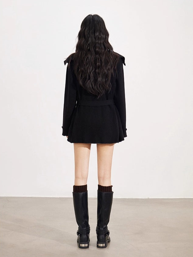 Oversized Collar Knit Jacket