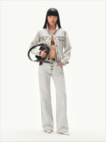 ＋5CM N4 Suede Straight Jeans