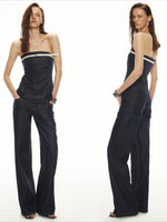 Denim Bustier Pants Set
