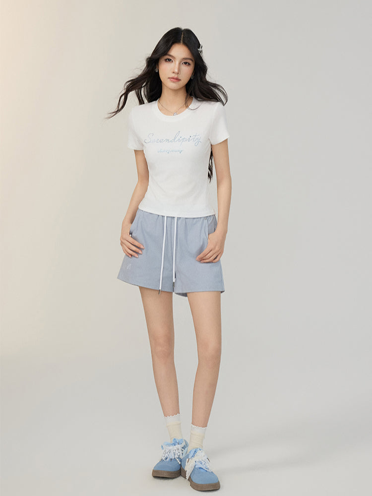 Lace-Trimmed and Tied Shorts