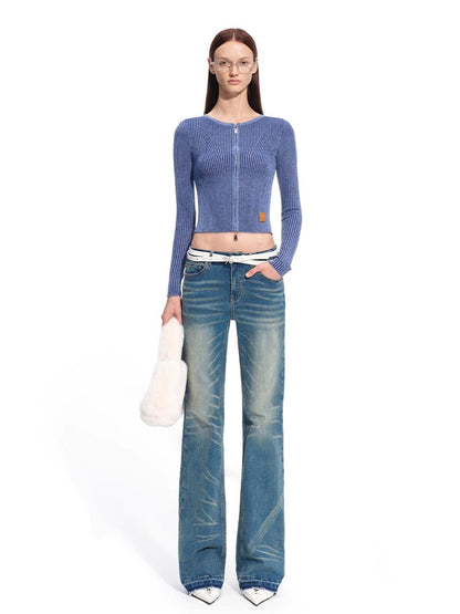 Batwing Knit Zip-Up Cardigan