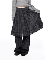 Plaid Pleated Layered Pants