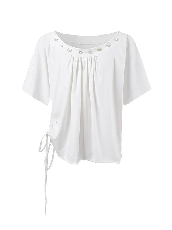Shell Button Off-Shoulder Top