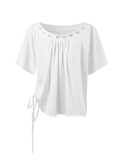 Shell Button Off-Shoulder Top