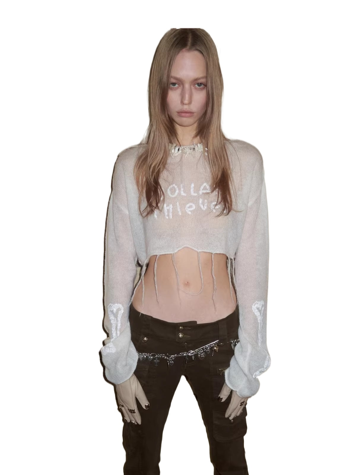 Mohair Sequin Sheer Top