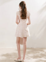 White & Pink Doll Collar Mini Dress