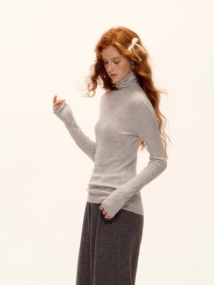 Wool-Blend Turtleneck Knit Top