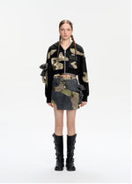 Camo Denim Short Skirt