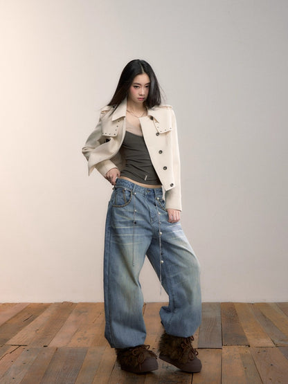 Off-White Studded Decorative Cropped Jacket