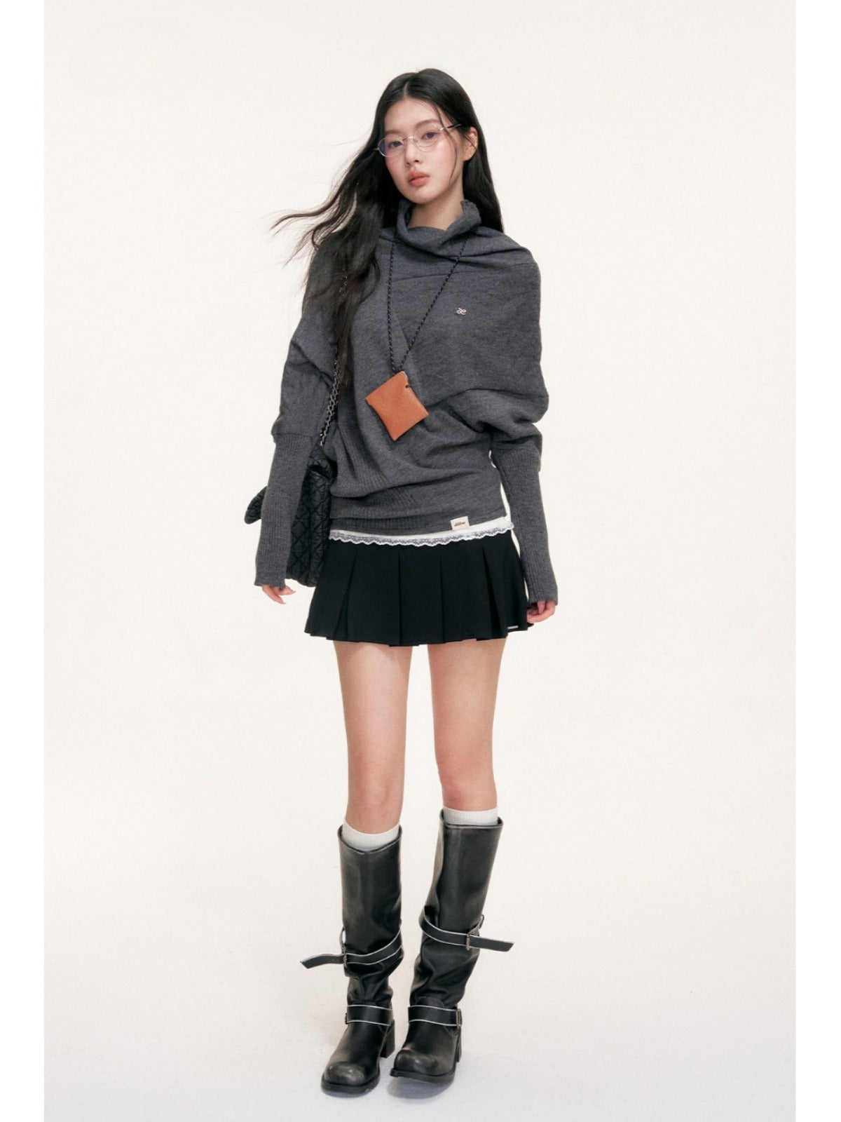 Cape Cut Turtleneck Batwing Sweater