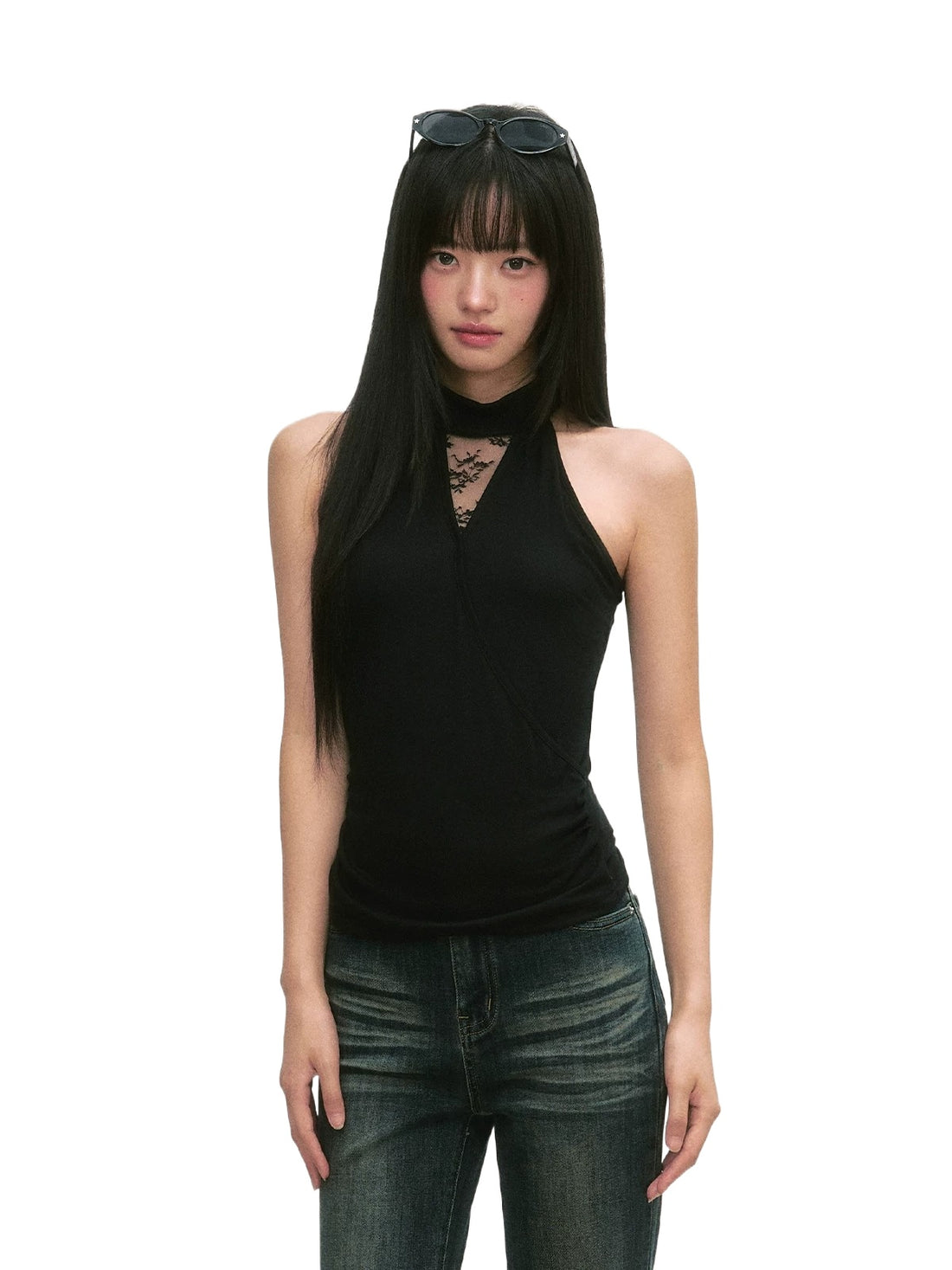 Black Cutout Halter Top