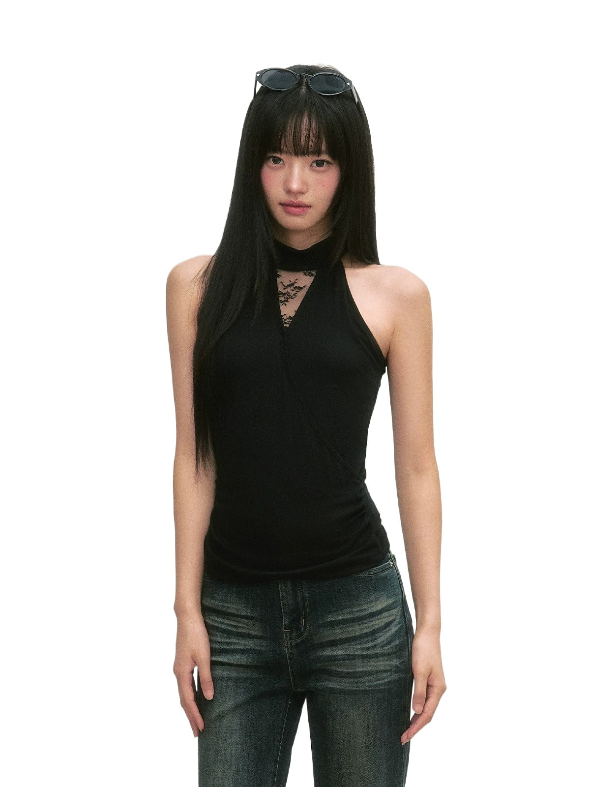 Black Cutout Halter Top