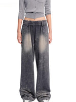 White & Blue Volcano Washed Denim Pants