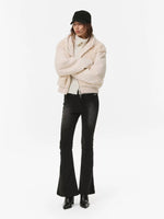 Textured Panel Hooded Wool-Blend Jacket