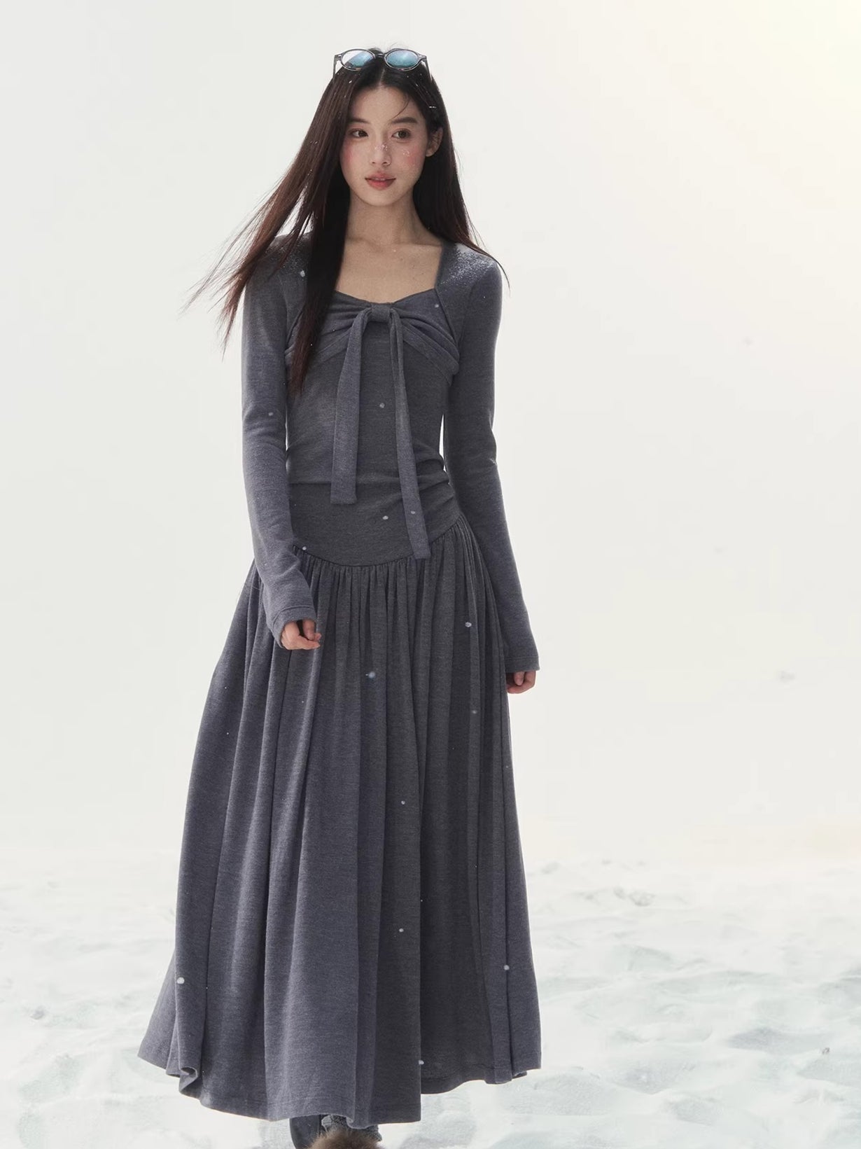 Gray Moss Trace Knit Dress