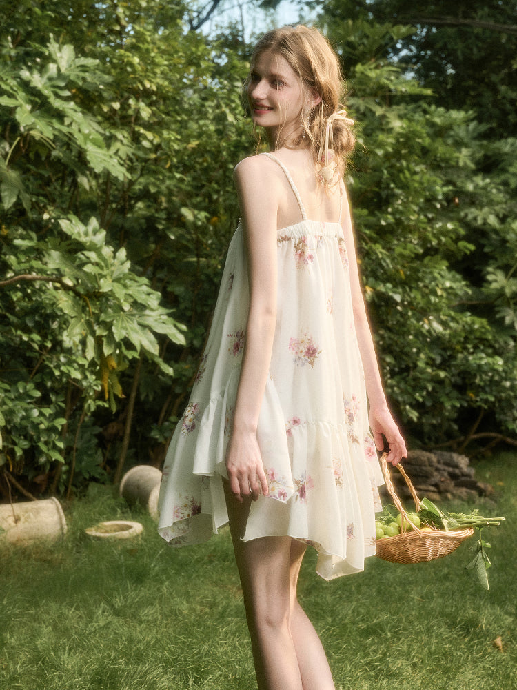 Irregular Lace Puff Dress