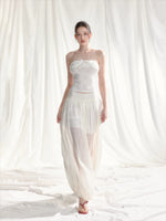 Floral Appliqué Bustier & Mesh Pants Set