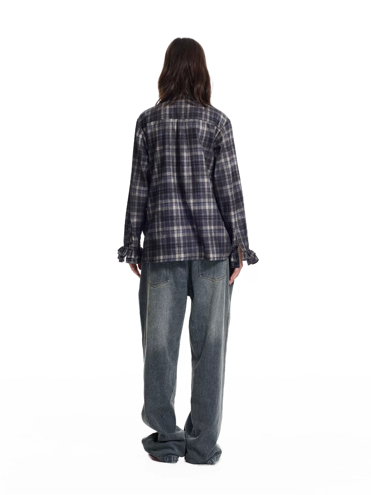 Adjustable Buckle Washed Denim Pants