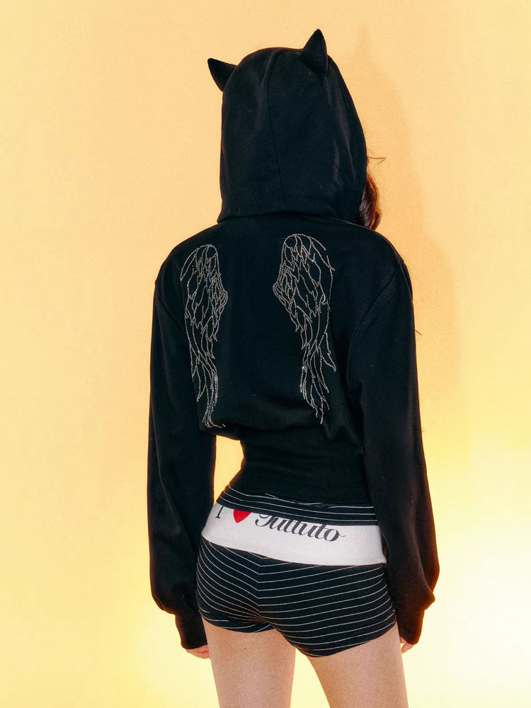 Sweet Cool Devil Horns Sports Hoodie &amp; Shorts Set