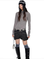 Slim Pleated Long Sleeve Top