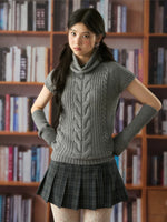 Cable Knit Turtleneck Short Sleeve Top