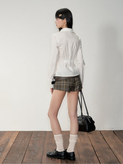 White Lace Slim-Fit Long-Sleeve Shirt