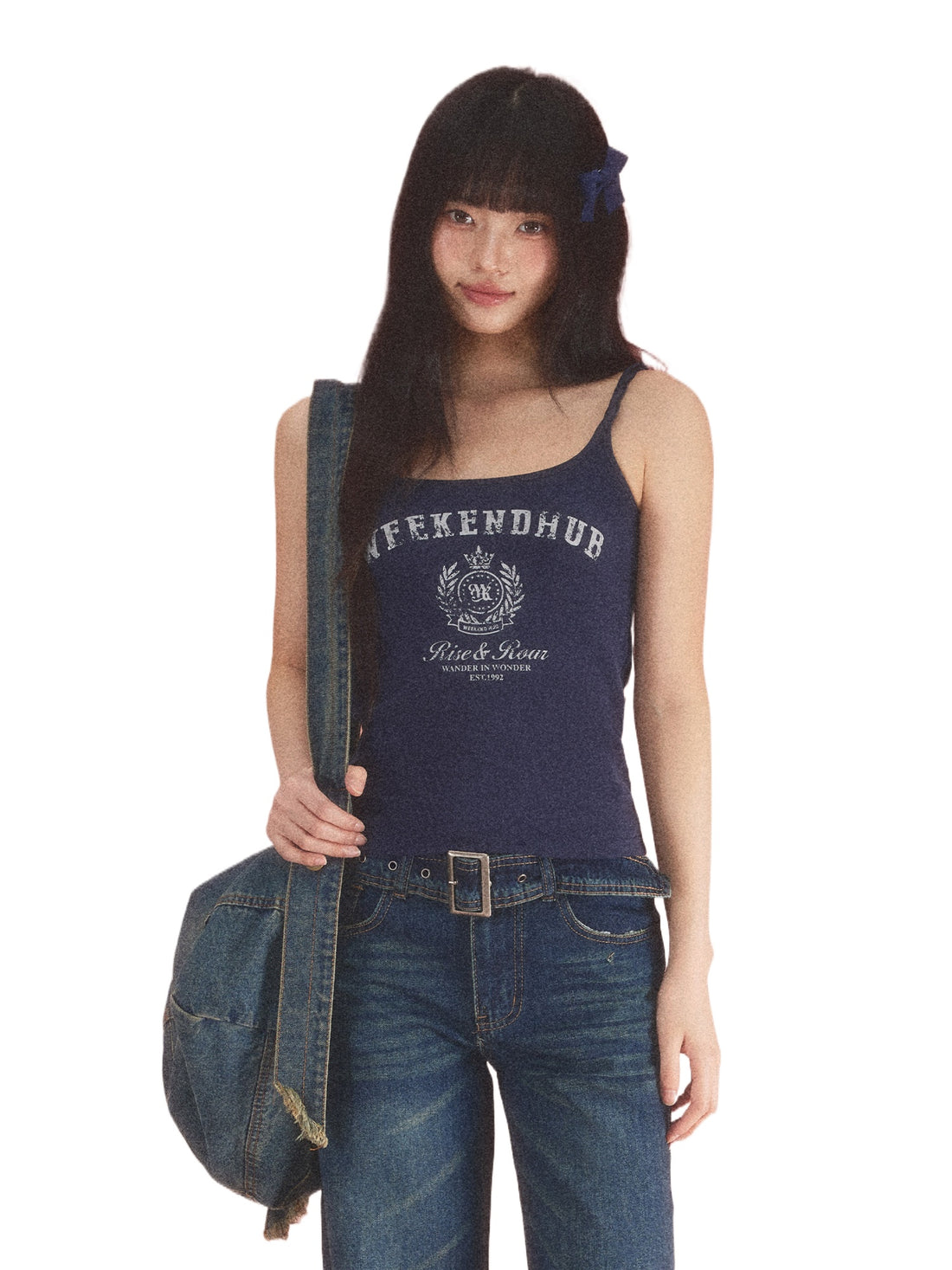 Navy Blue Letter Print Camisole