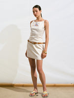 Fake Two-Piece Beaded Embroidery Cami Dress
