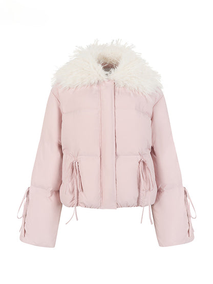 Winter Drawstring Fur Collar Down