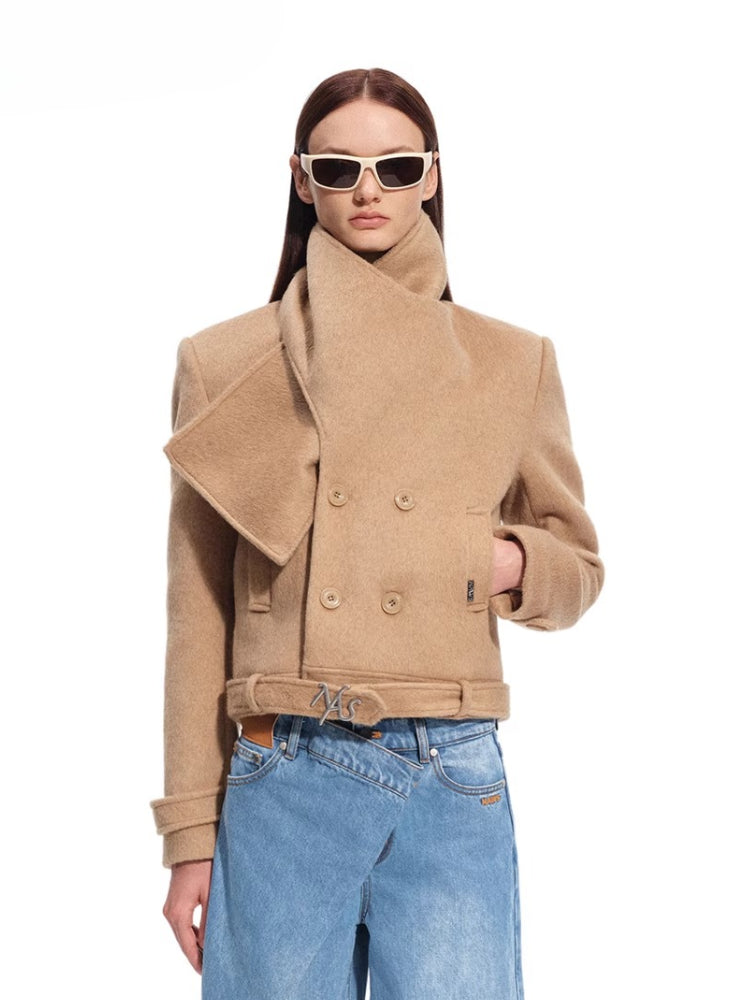 "Ross Series" Wool Scarf-Collar Coat