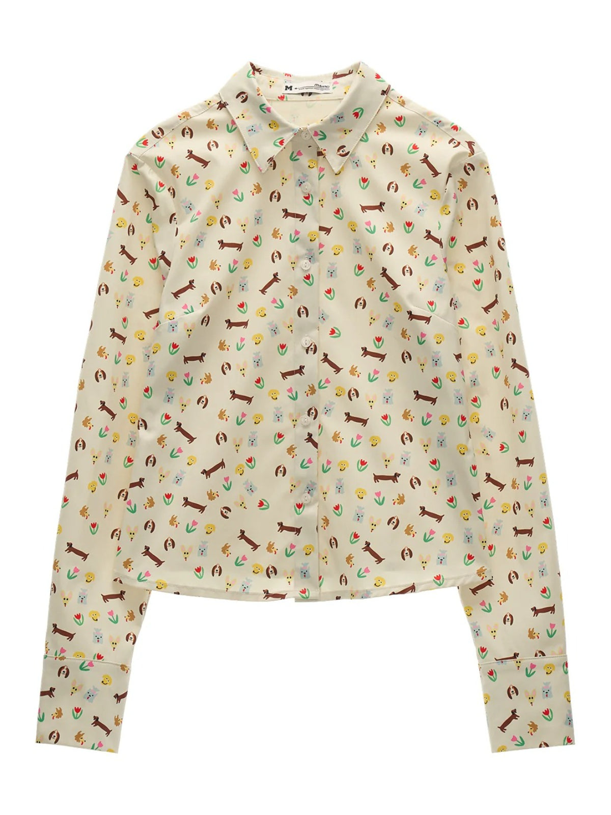 Playful Dog Print Fitted Shirt